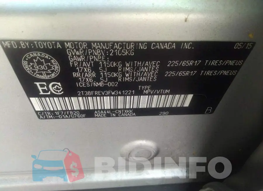 2T3BFREV3FW341221 Photo# 9
