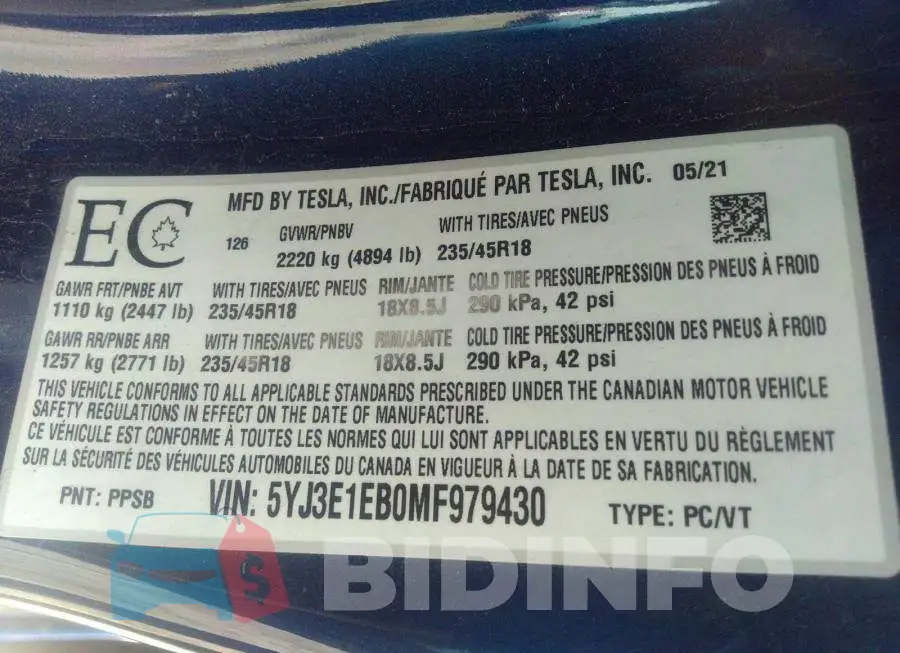 5YJ3E1EB0MF979430 Photo# 9