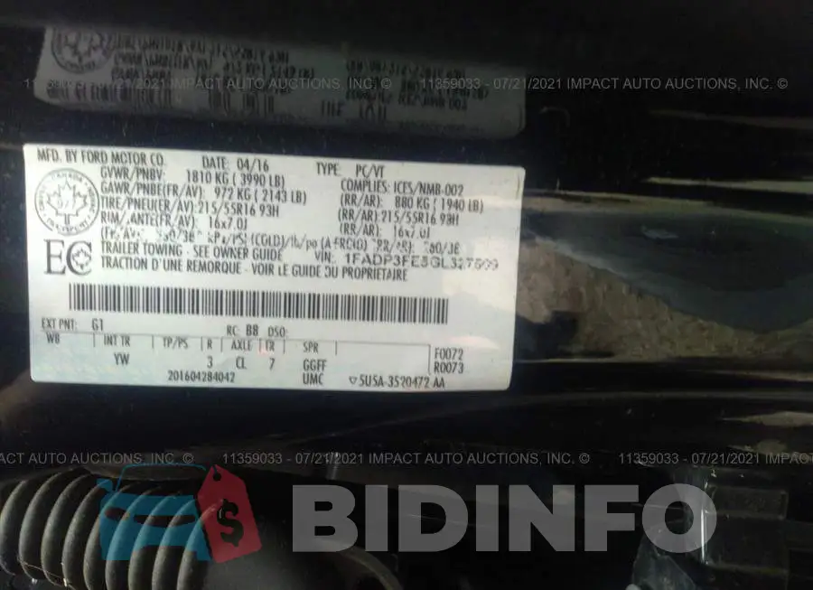 1FADP3FE5GL327509 Photo# 9