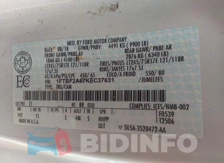 1FTBF2A67KEC37631 Photo# 9