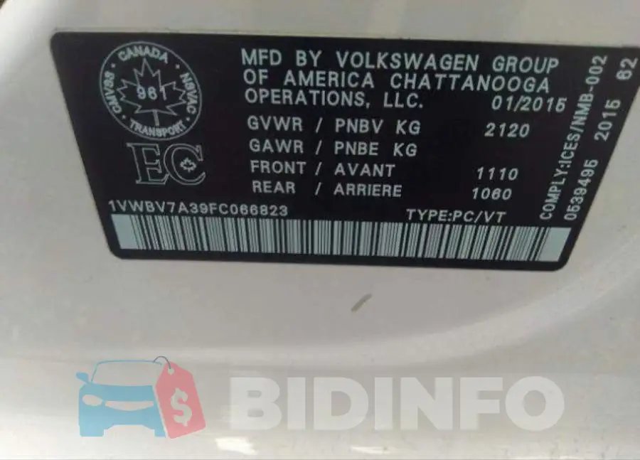 1VWBV7A39FC066823 Photo# 10