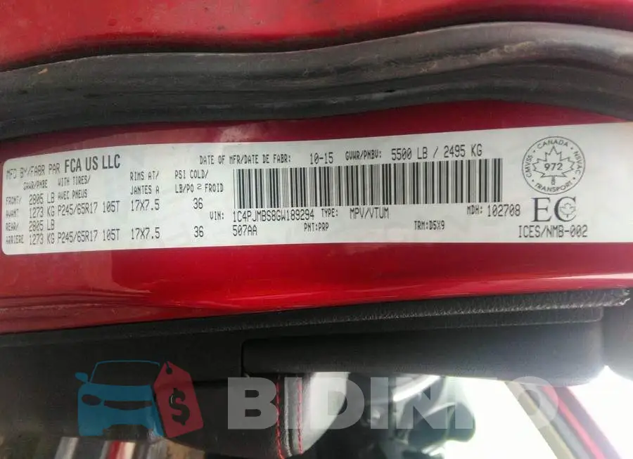 1C4PJMBS8GW189294 Photo# 9