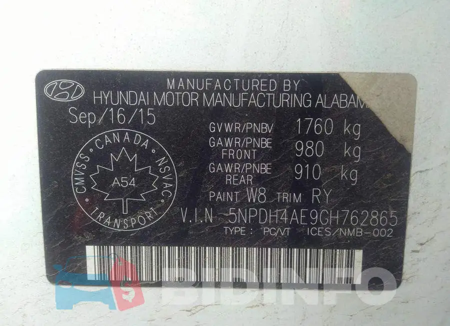 5NPDH4AE9GH762865 Photo# 9