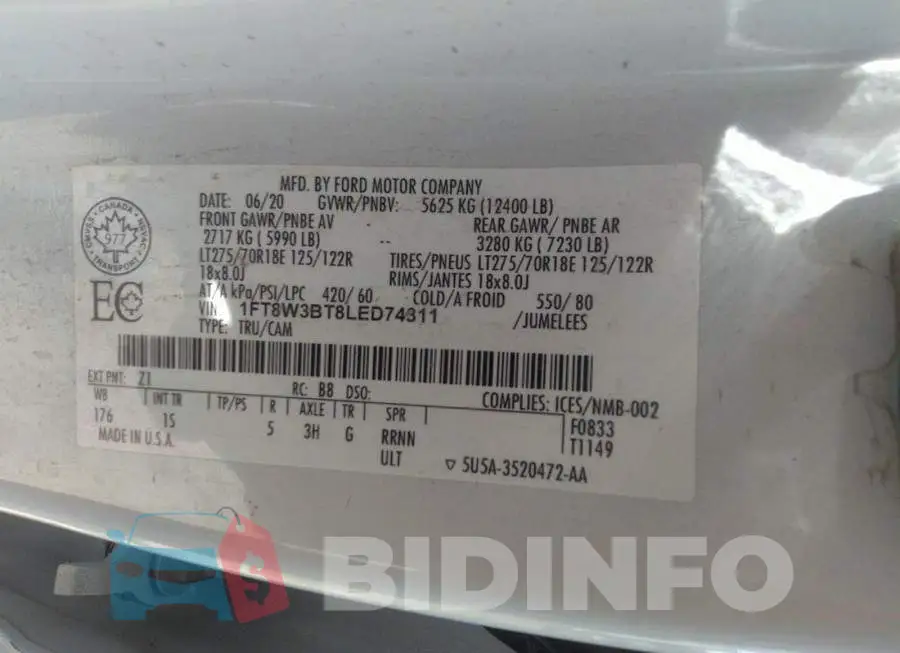 1FT8W3BT8LED74311 Photo# 9