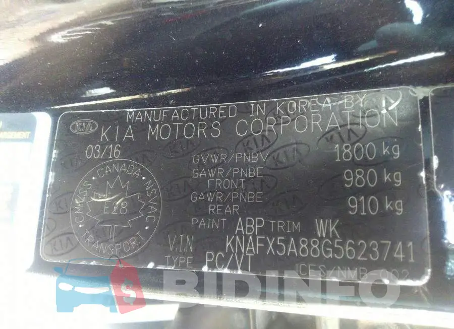 KNAFX5A88G5623741 Photo# 9