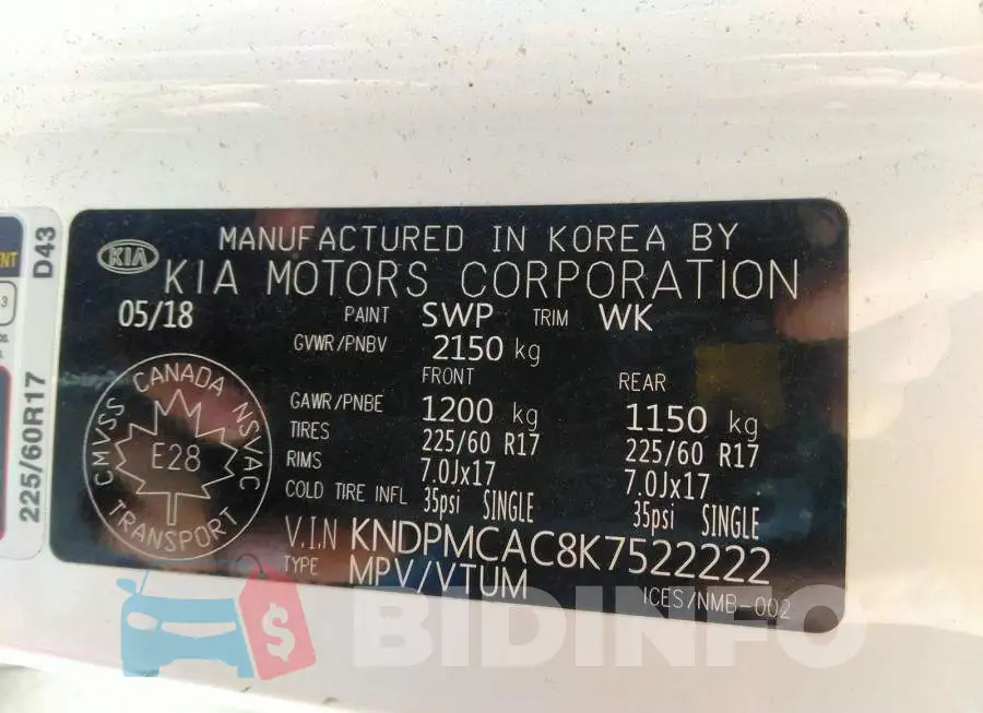 KNDPMCAC8K7522222 Photo# 9