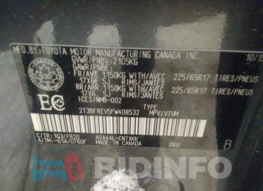 2T3BFREV5FW408532 Photo# 9