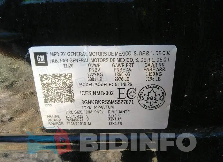 3GNKBKRS5MS527671 Photo# 9