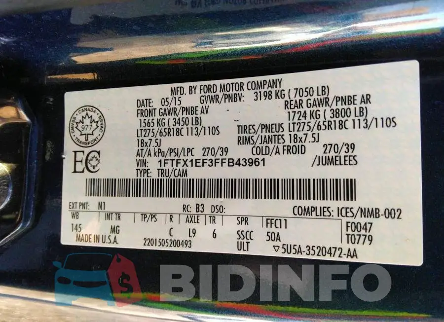 1FTFX1EF3FFB43961 Photo# 9