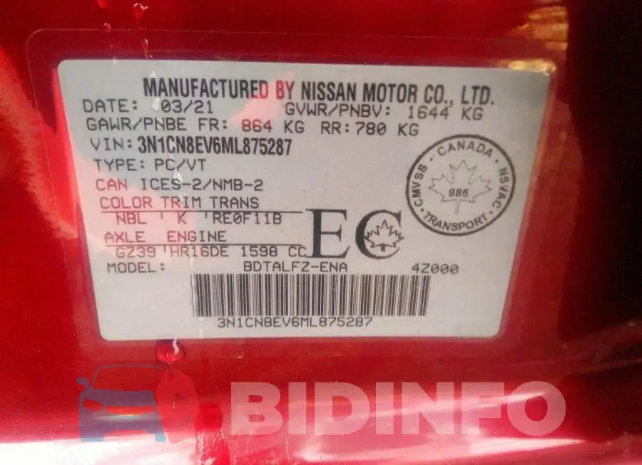 3N1CN8EV6ML875287 Photo# 9