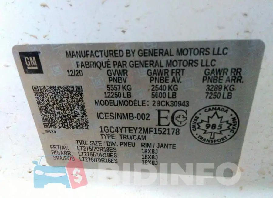 1GC4YTEY2MF152178 Photo# 9