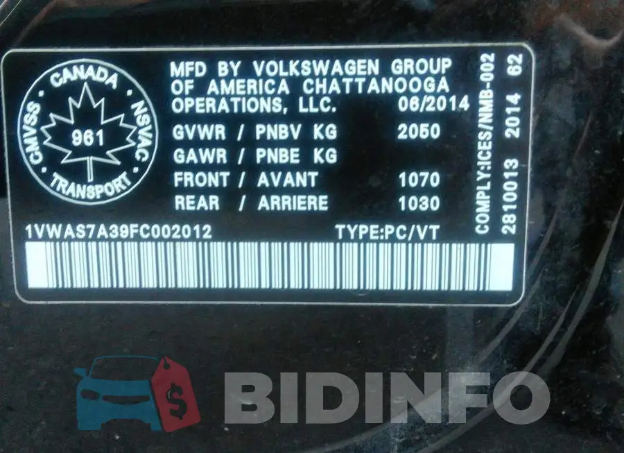 1VWAS7A39FC002012 Photo# 9