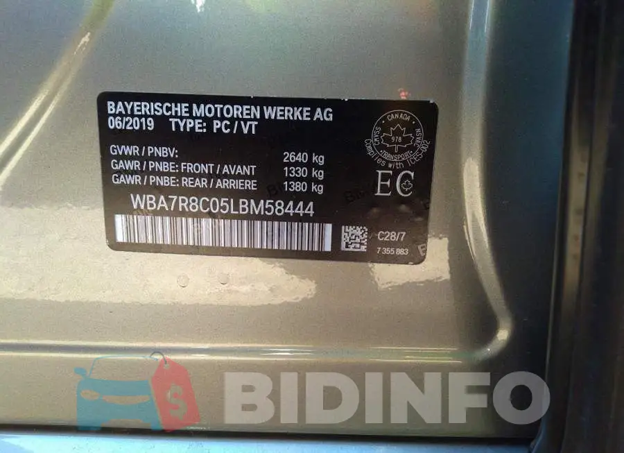 WBA7R8C05LBM58444 Photo# 9