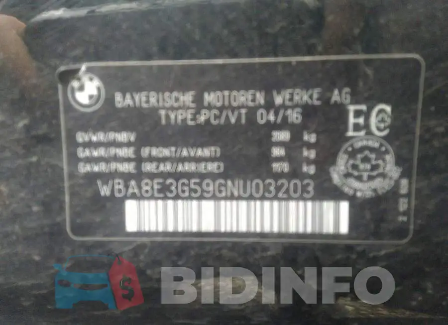 WBA8E3G59GNU03203 Photo# 9