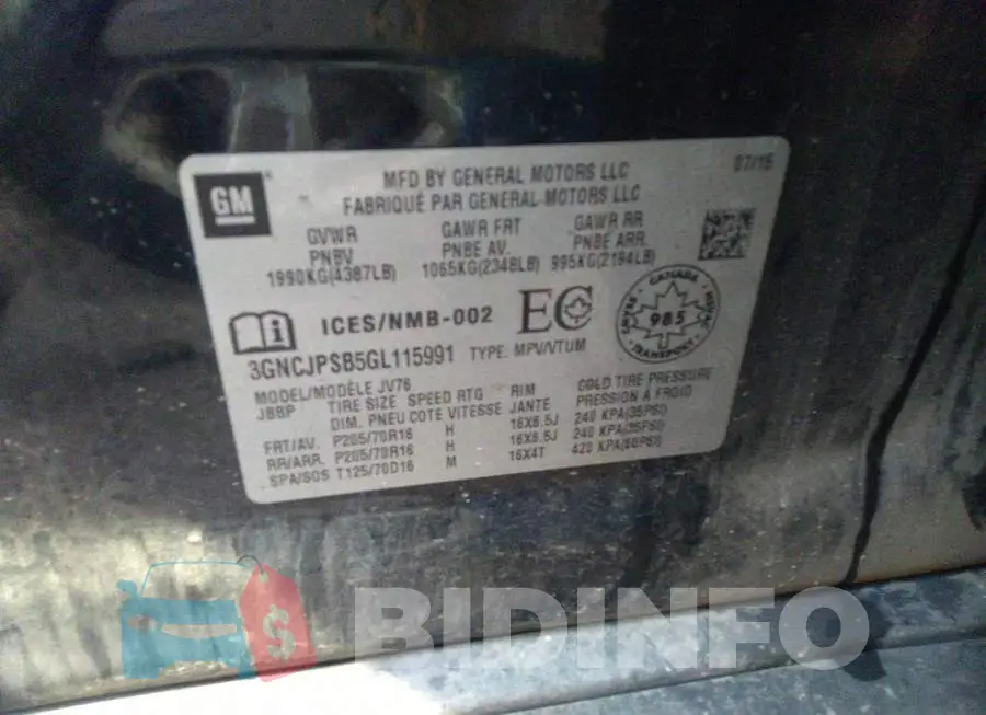 3GNCJPSB5GL115991 Photo# 9