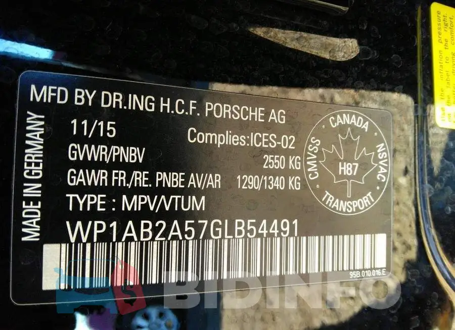 WP1AB2A57GLB54491 Photo# 9