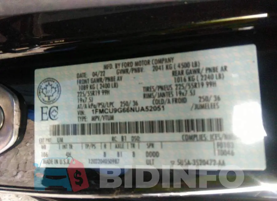 1FMCU9G66NUA52051 Photo# 9