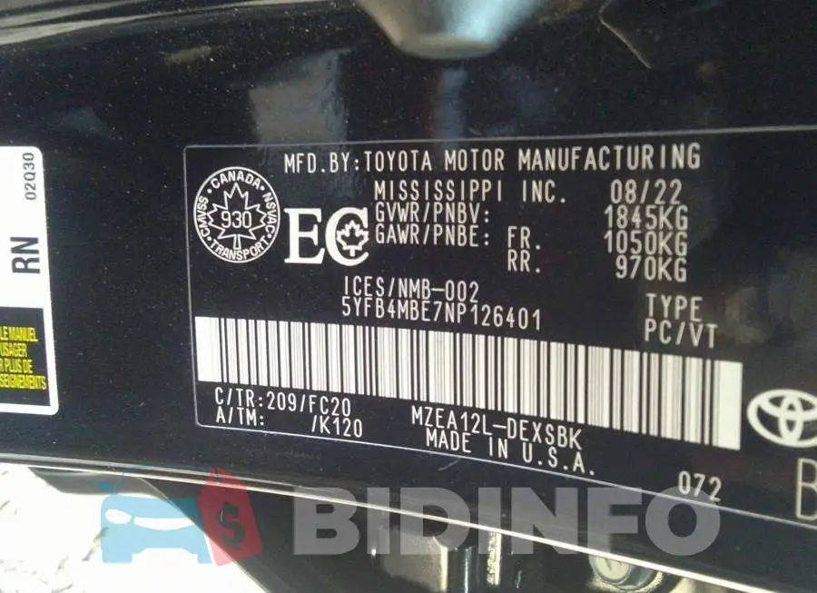 5YFB4MBE7NP126401 Photo# 9
