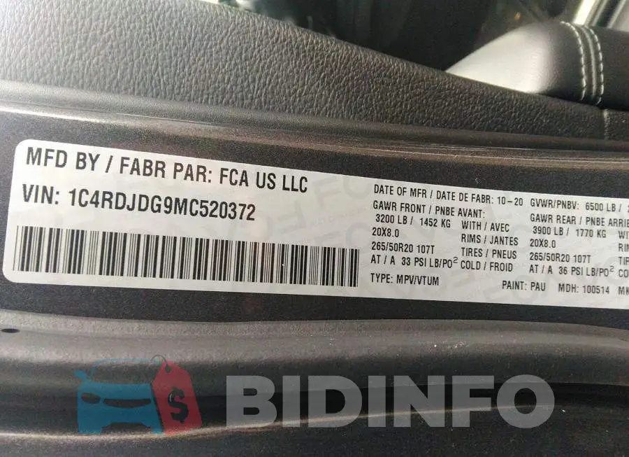 1C4RDJDG9MC520372 Photo# 9