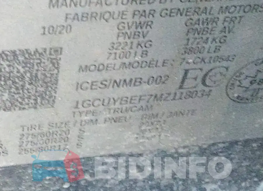 1GCUYBEF7MZ118034 Photo# 9