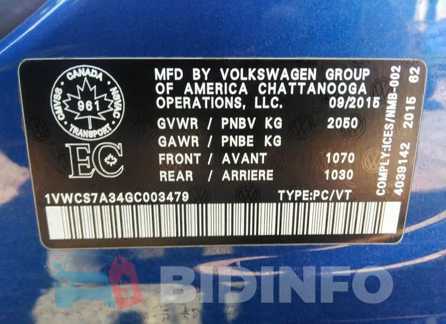 1VWCS7A34GC003479 Photo# 9