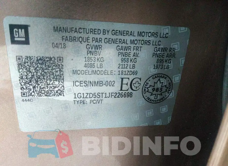 1G1ZD5ST1JF226698 Photo# 9