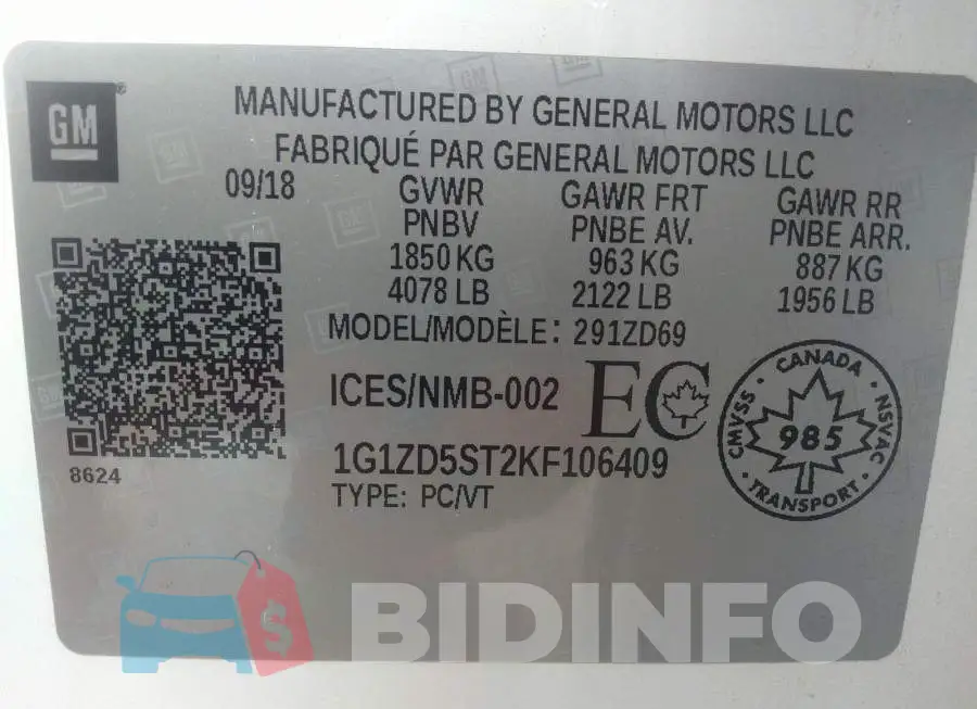 1G1ZD5ST2KF106409 Photo# 9