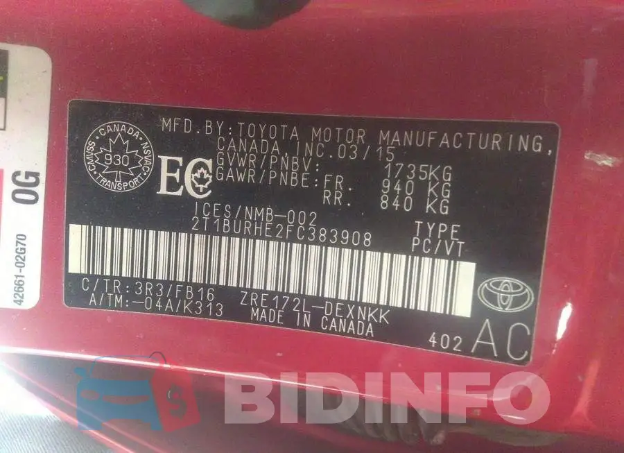 2T1BURHE2FC383908 Photo# 9