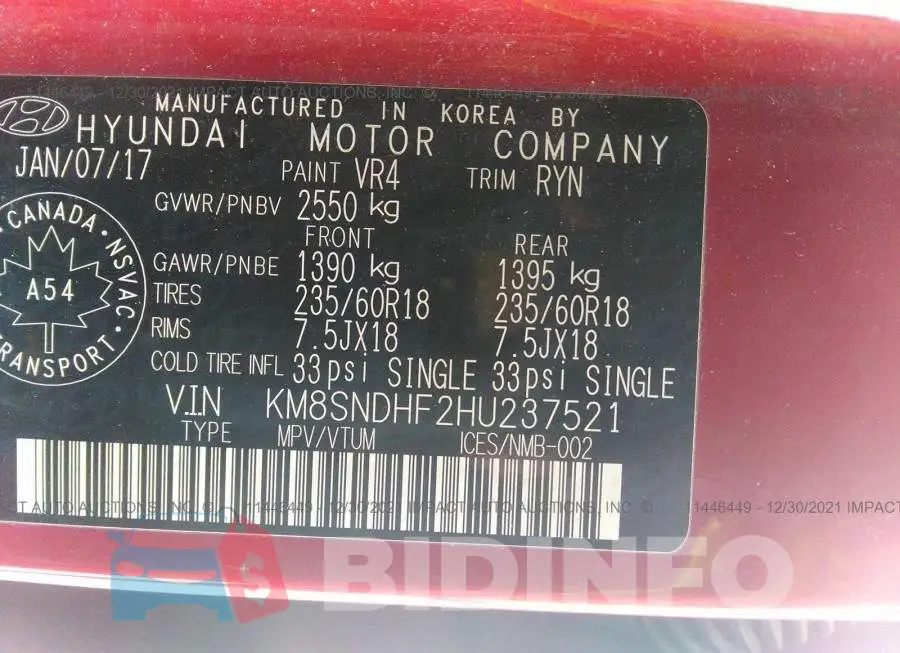 KM8SNDHF2HU237521 Photo# 9