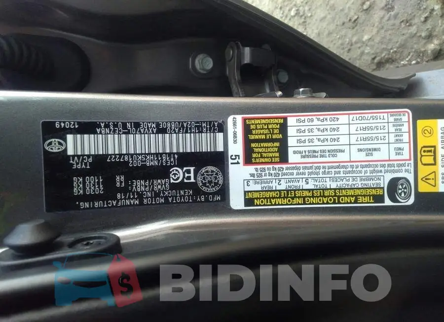 4T1B11HK5KU187227 Photo# 9