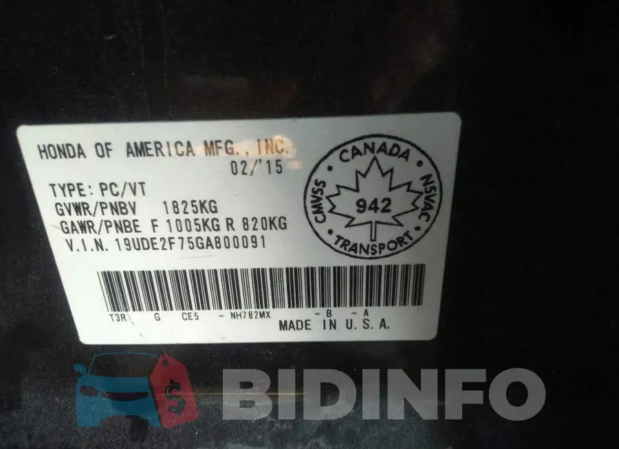 19UDE2F75GA800091 Photo# 9