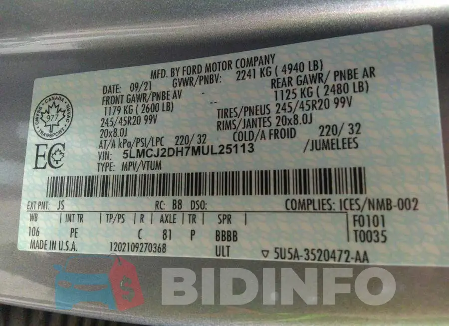 5LMCJ2DH7MUL25113 Photo# 9