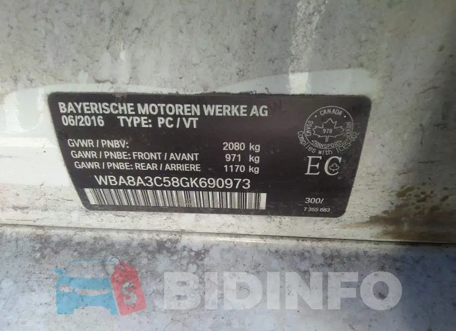 WBA8A3C58GK690973 Photo# 9
