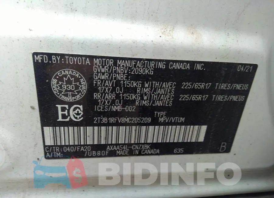 2T3B1RFV8MC205209 Photo# 9