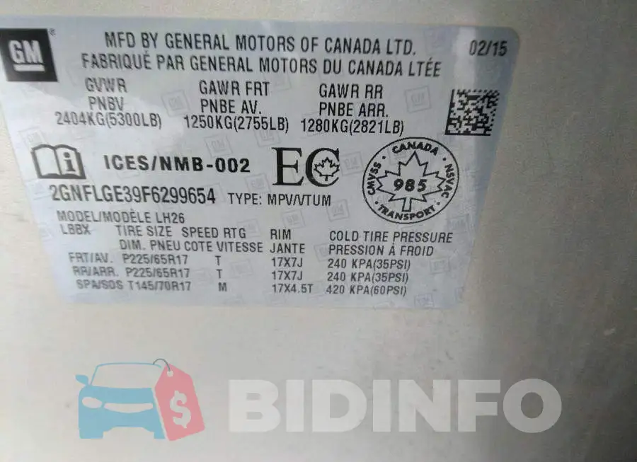2GNFLGE39F6299654 Photo# 9