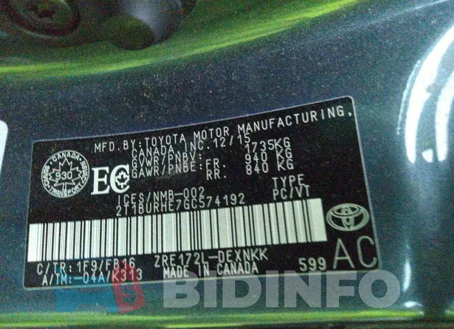 2T1BURHE7GC574192 Photo# 9
