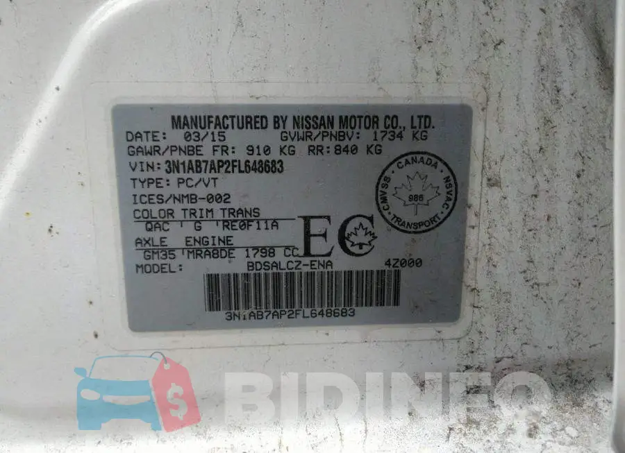 3N1AB7AP2FL648683 Photo# 9