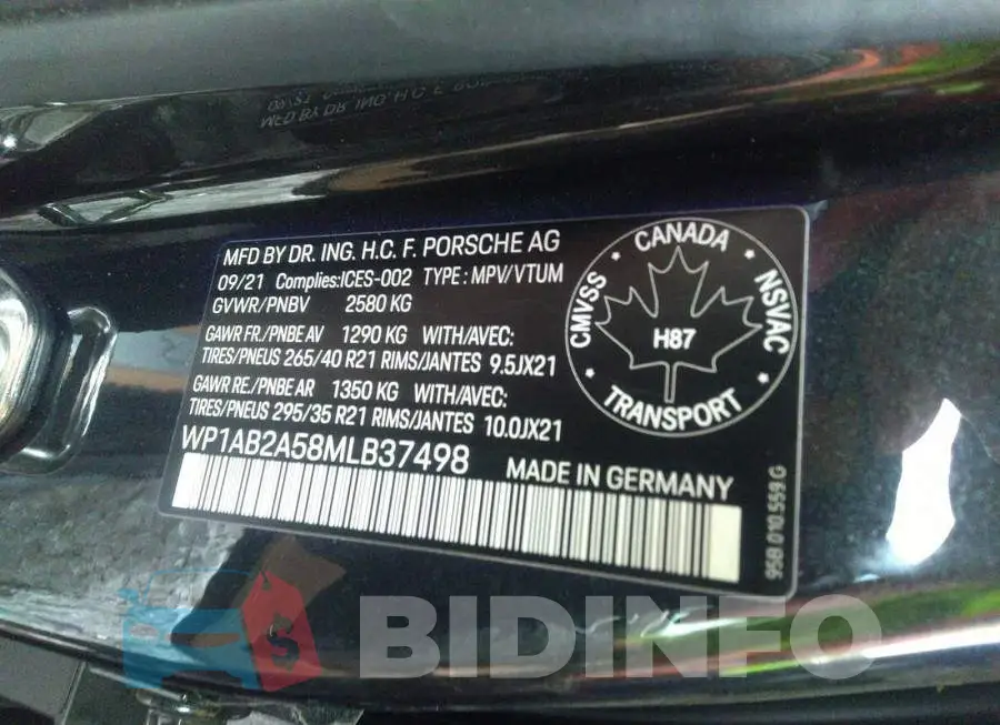 WP1AB2A58MLB37498 Photo# 9