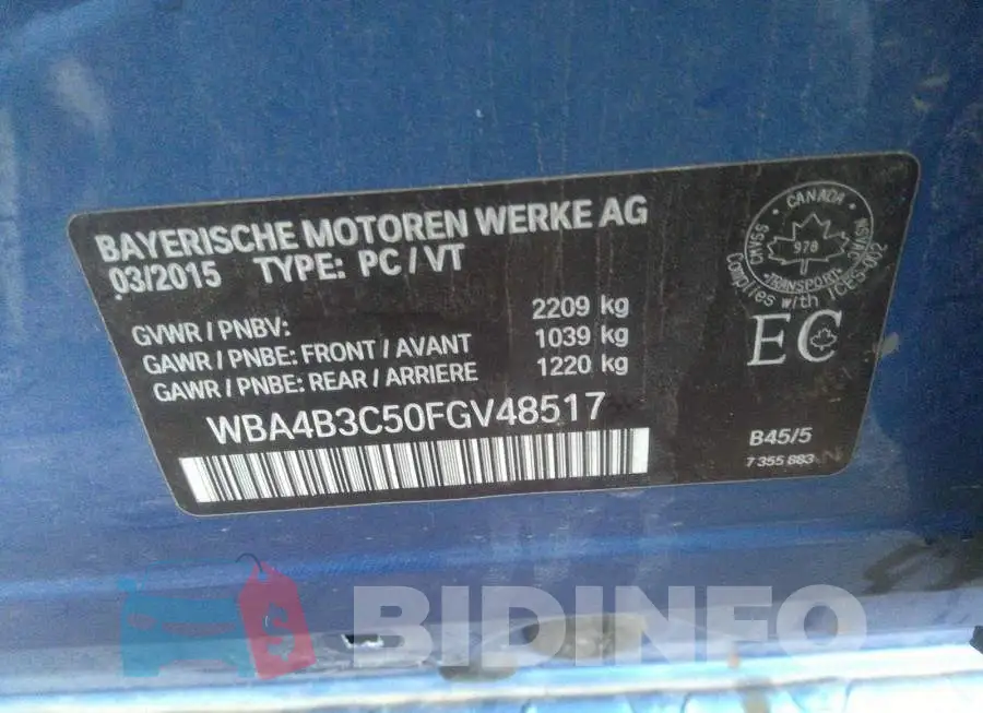WBA4B3C50FGV48517 Photo# 9
