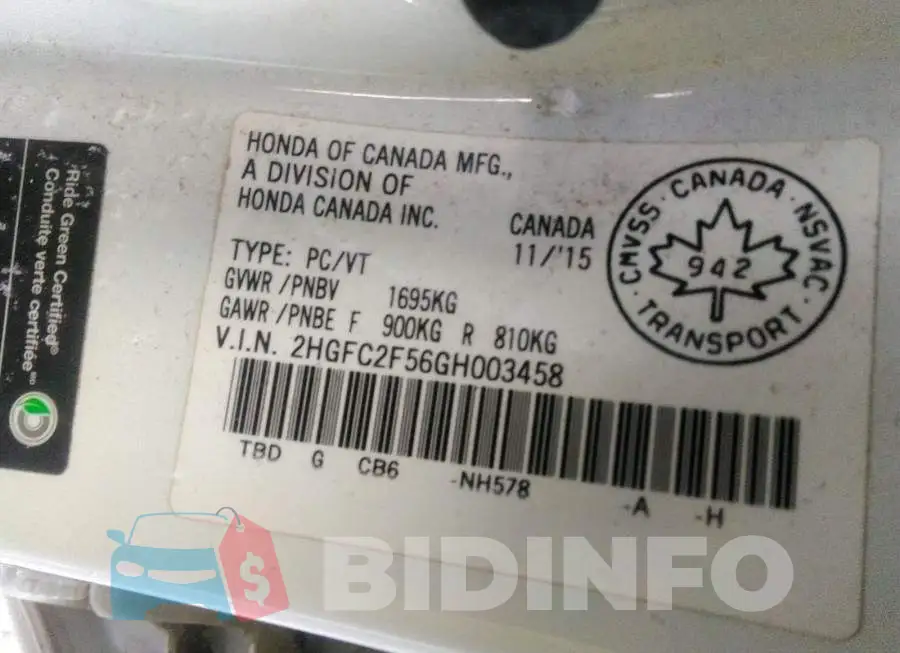 2HGFC2F56GH003458 Photo# 9