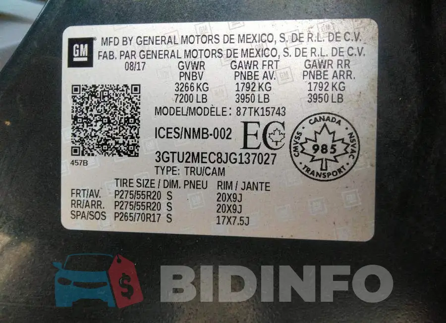 3GTU2MEC8JG137027 Photo# 9