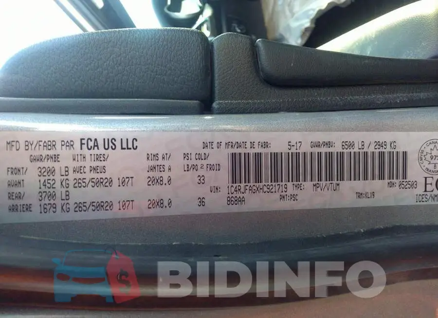 1C4RJFAGXHC921719 Photo# 9
