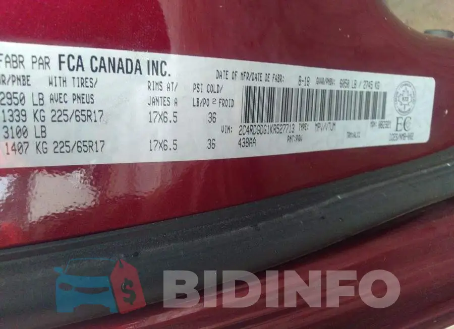 2C4RDGDG1KR527713 Photo# 9