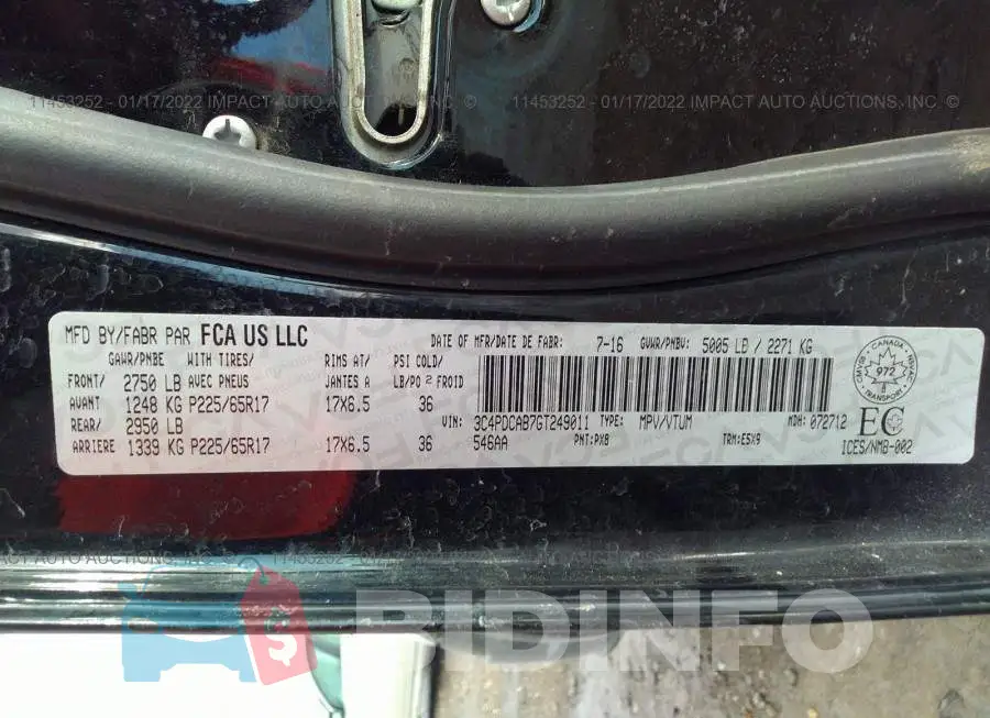 3C4PDCAB7GT249011 Photo# 9
