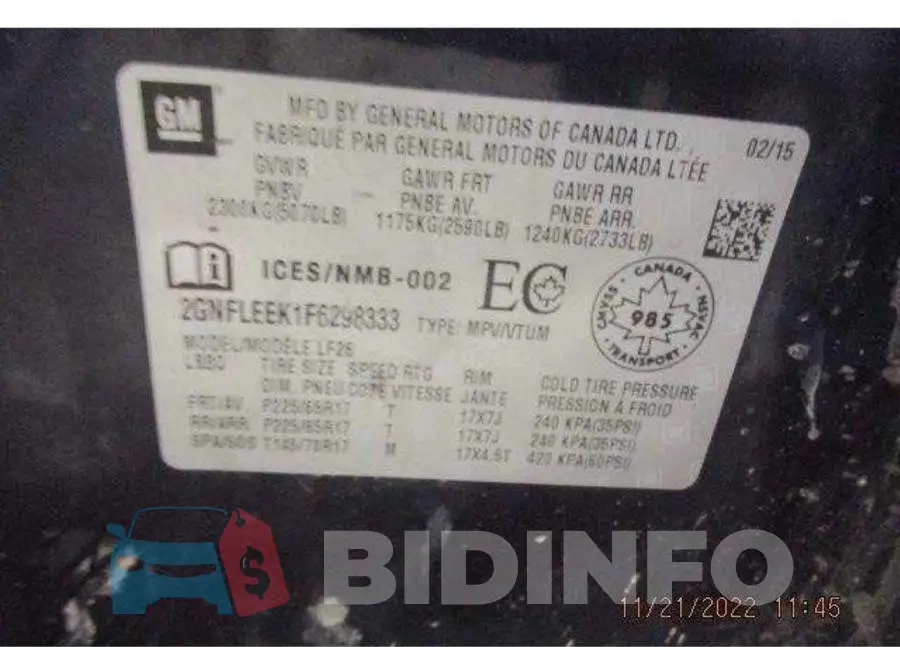 2GNFLEEK1F6298333 Photo# 10