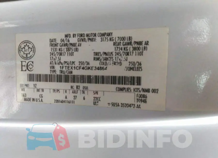 1FTEX1CF4GKE34864 Photo# 9