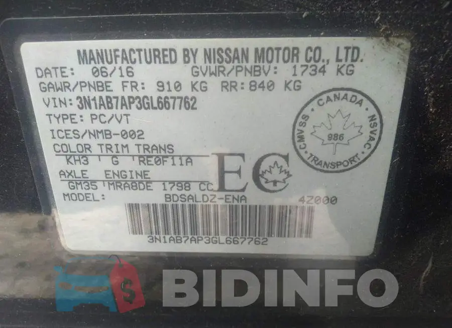 3N1AB7AP3GL667762 Photo# 9