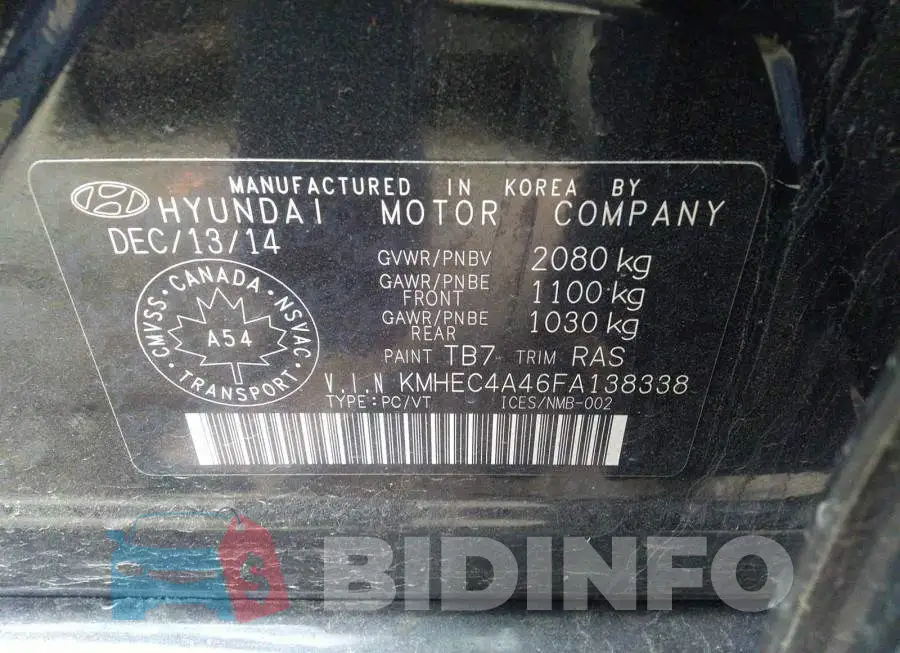 KMHEC4A46FA138338 Photo# 9