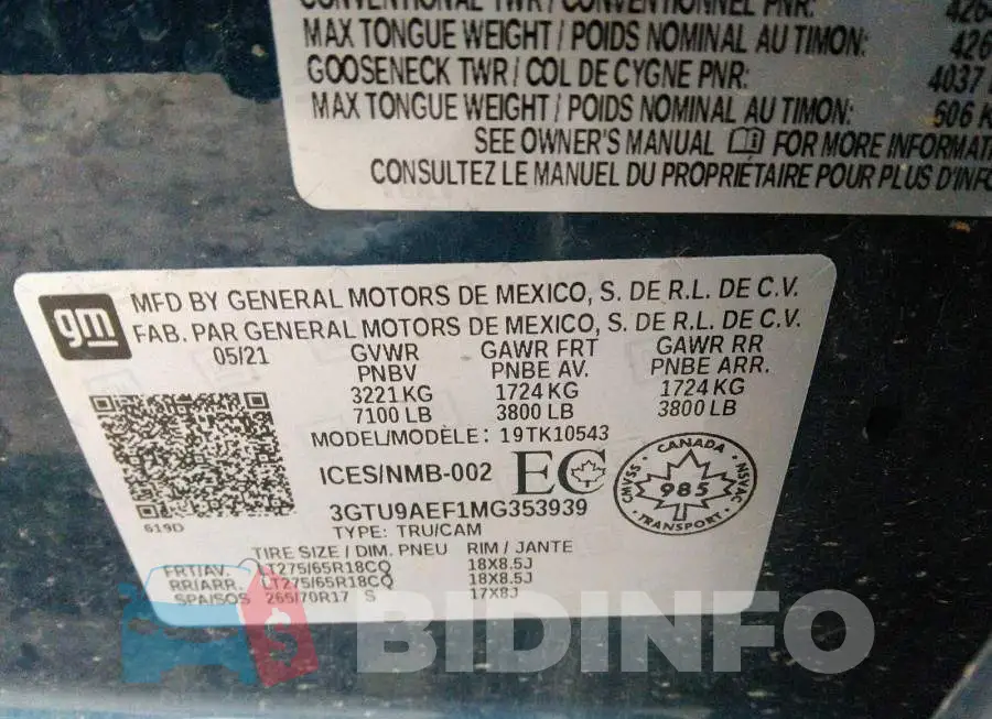 3GTU9AEF1MG353939 Photo# 9