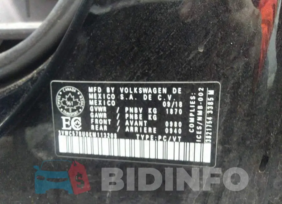3VWC57BU0KM113208 Photo# 9